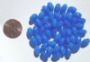 50 9x6mm Twisted Milky Blue Ovals